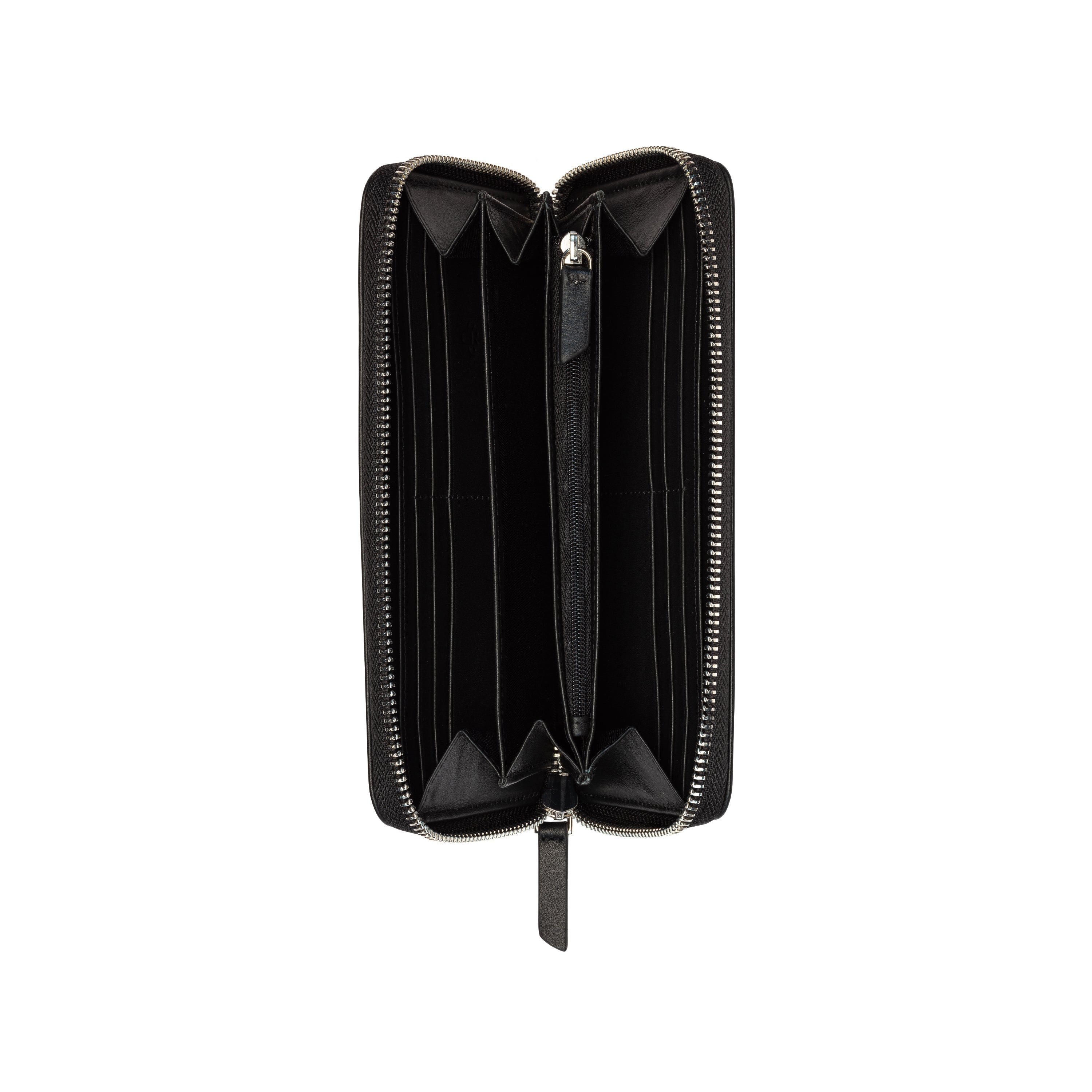 LE CUIR LISSE| Portefeuille Zip Long en Cuir NOIR