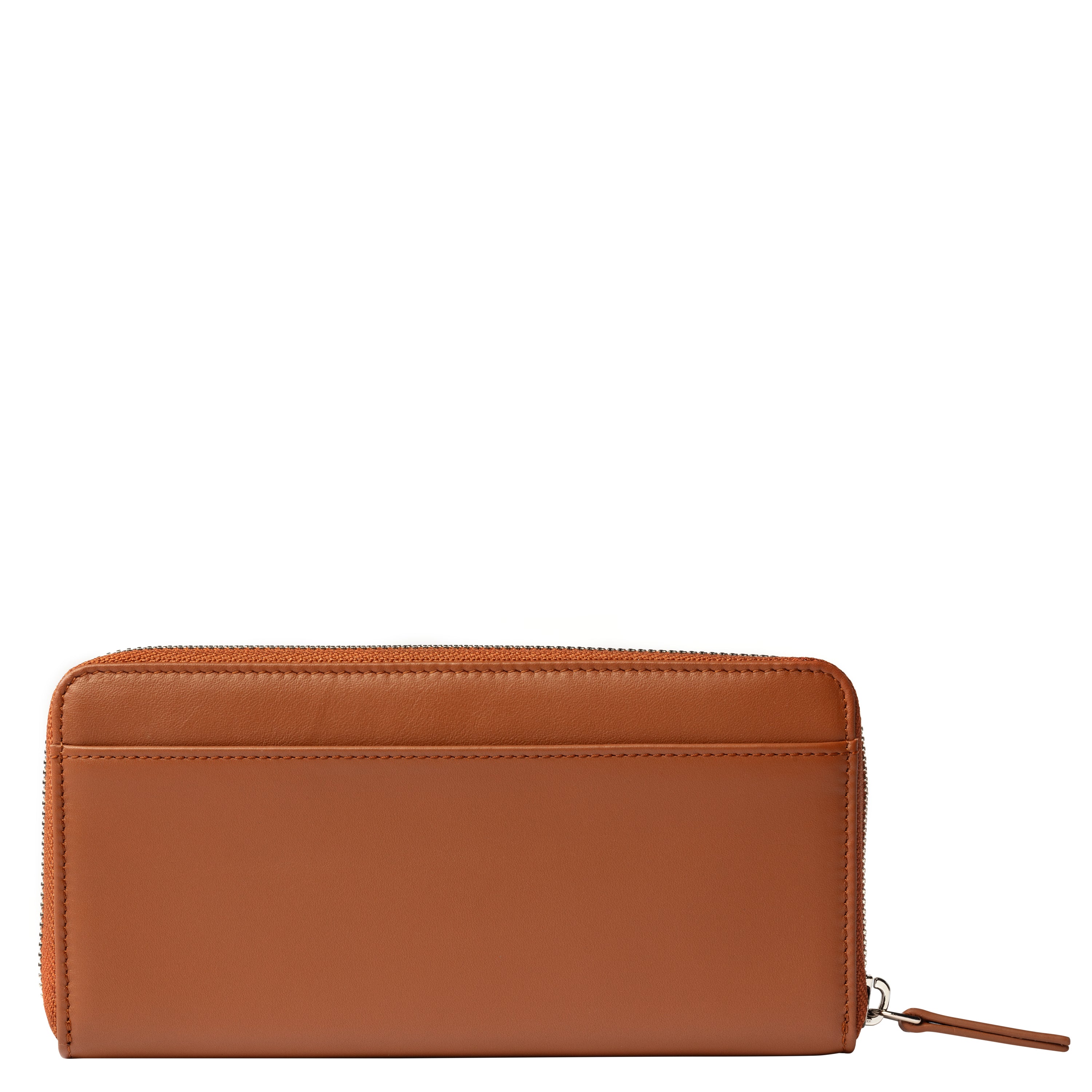 LE CUIR LISSE| Portefeuille Zip Long en Cuir COGNAC