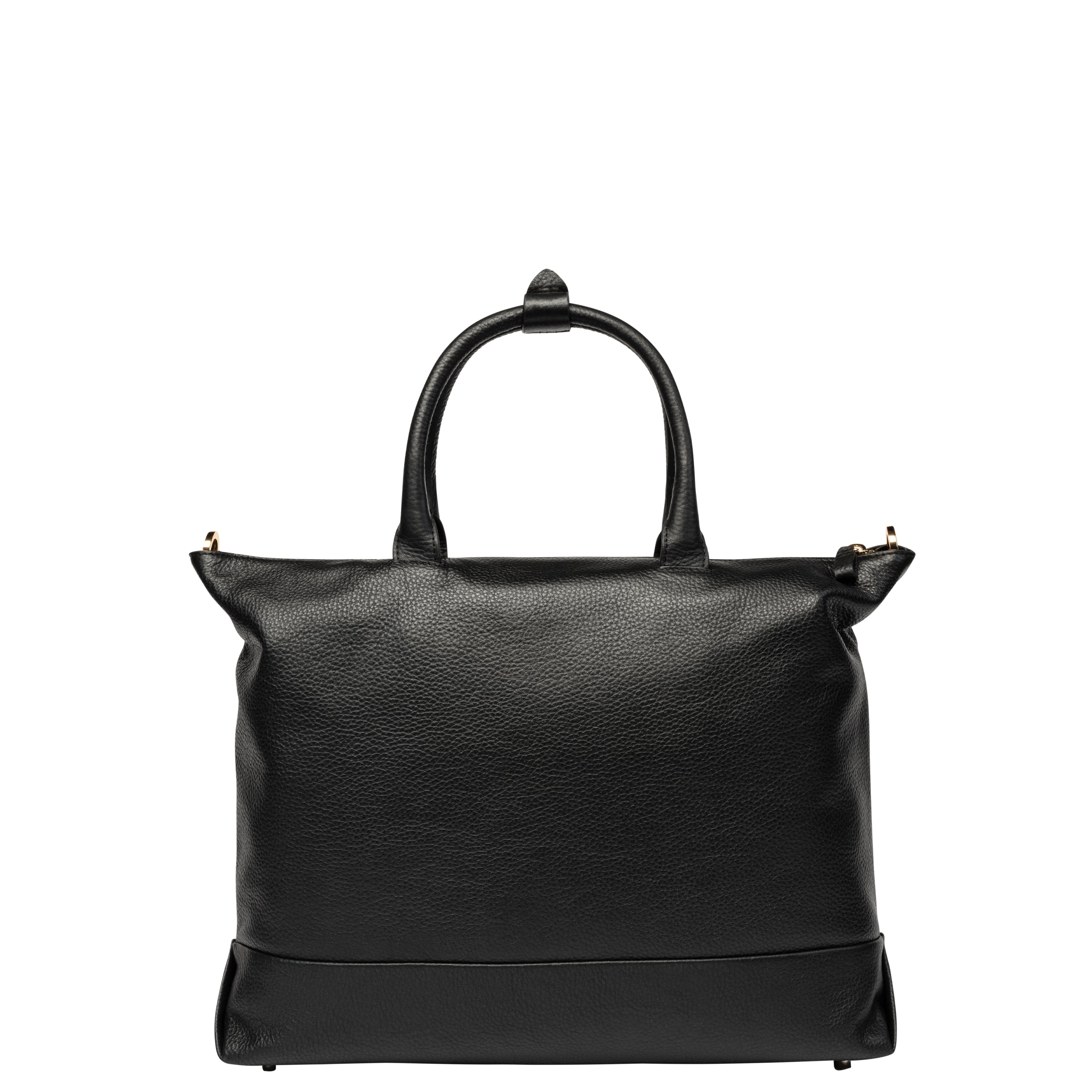 LE CUIR GRAINE| Sac Cabas en Cuir avec Fermeture Eclair NOIR