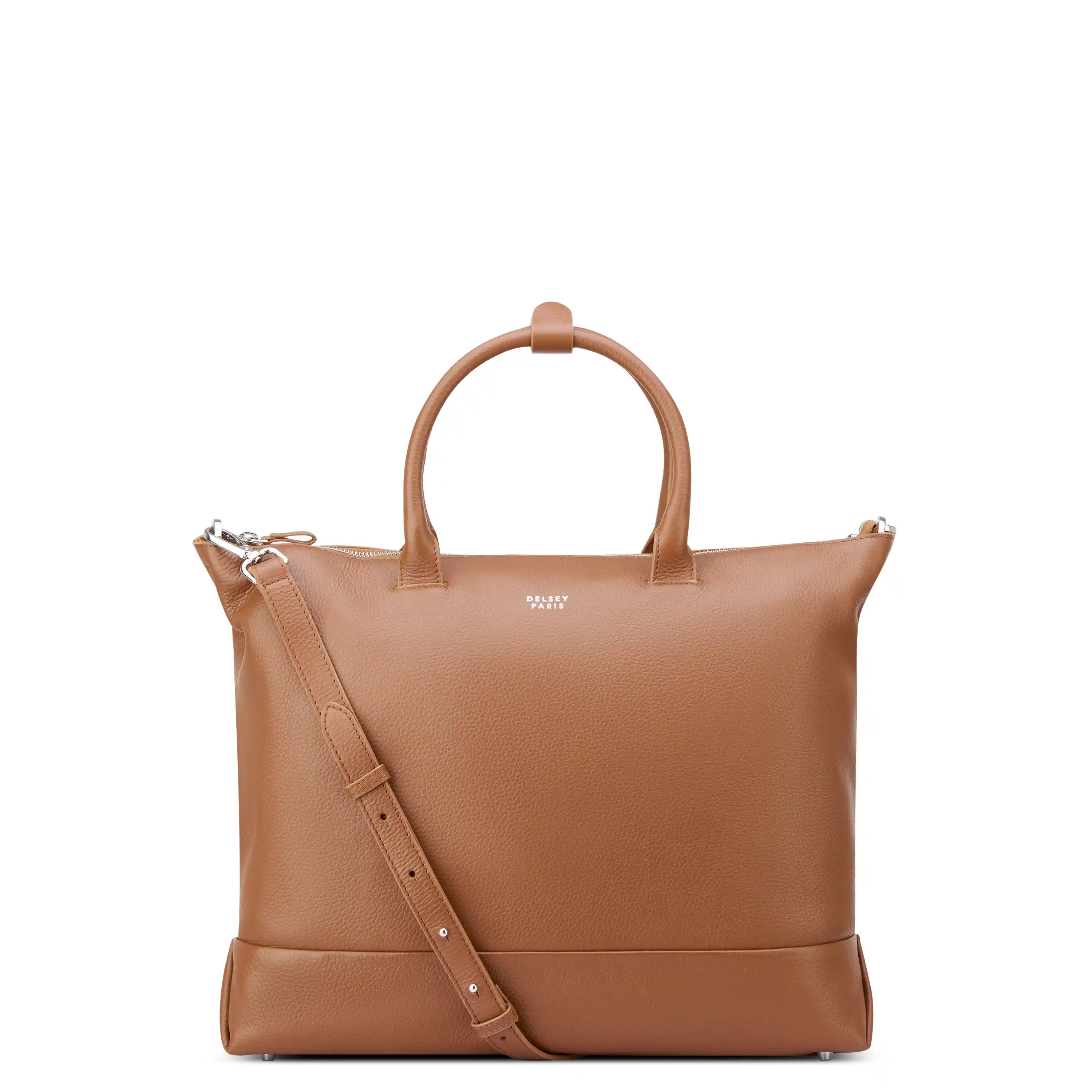 LE CUIR GRAINE | Zippered Leather Tote Bag, Cognac