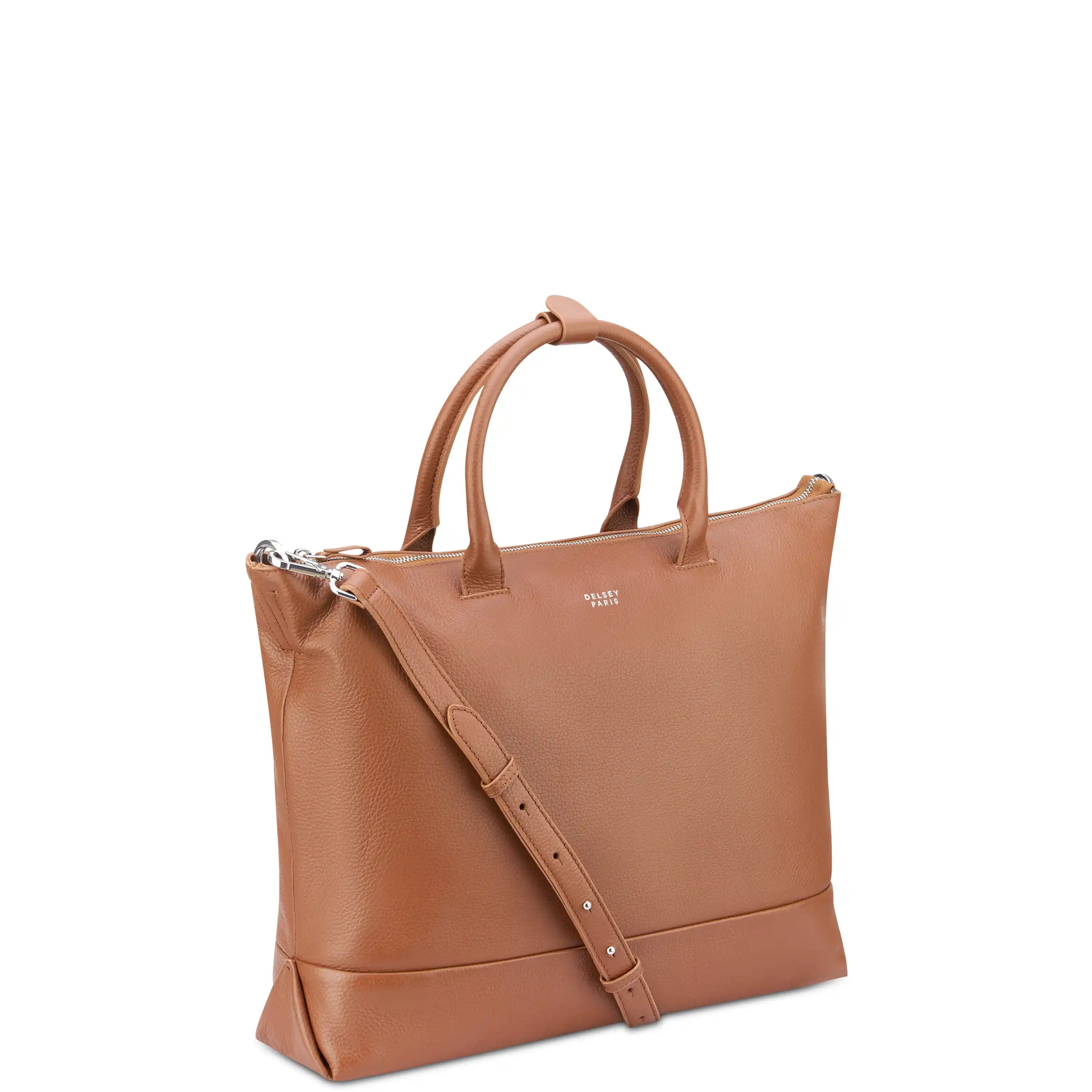 LE CUIR GRAINE | Zippered Leather Tote Bag, Cognac