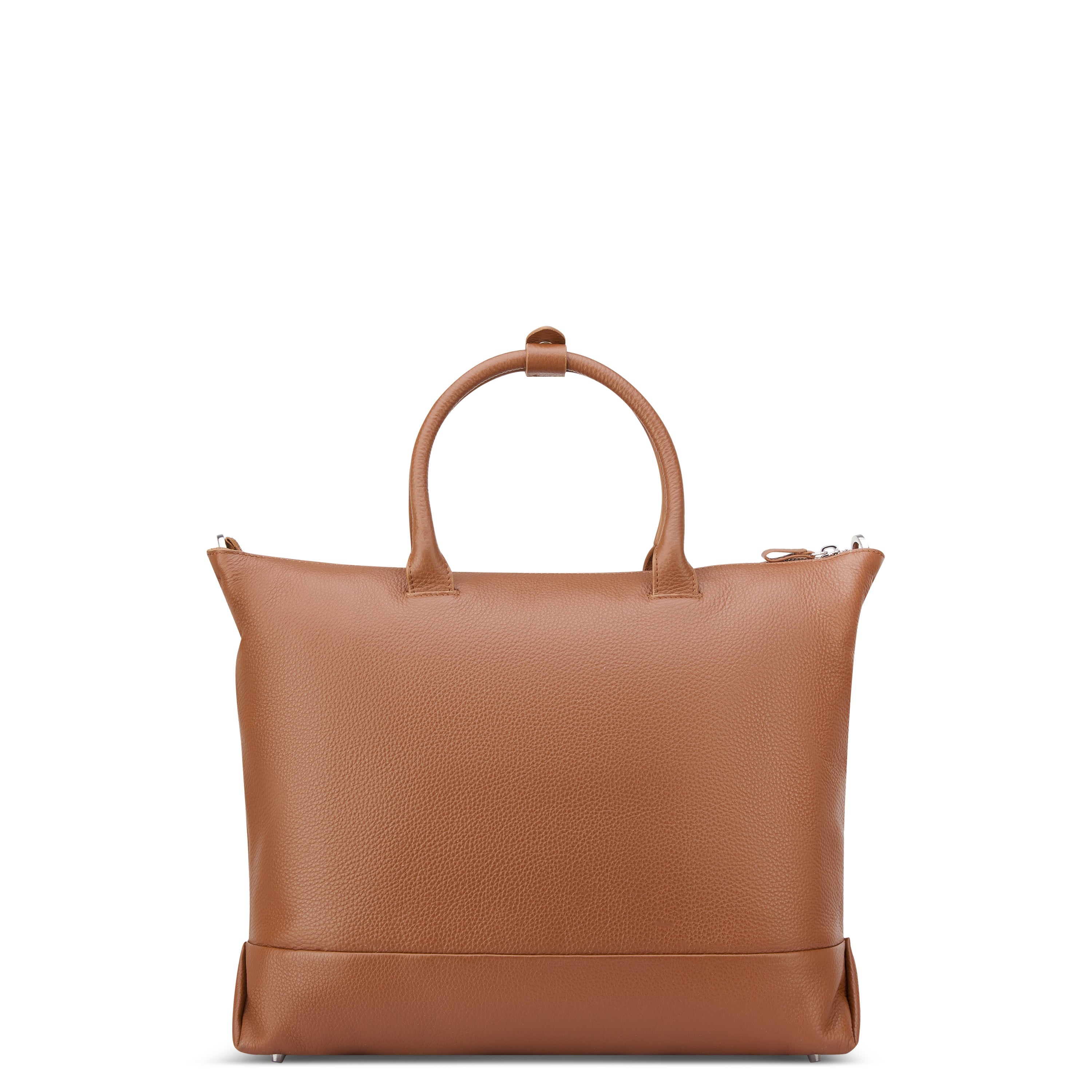 LE CUIR GRAINE | Zippered Leather Tote Bag, Cognac