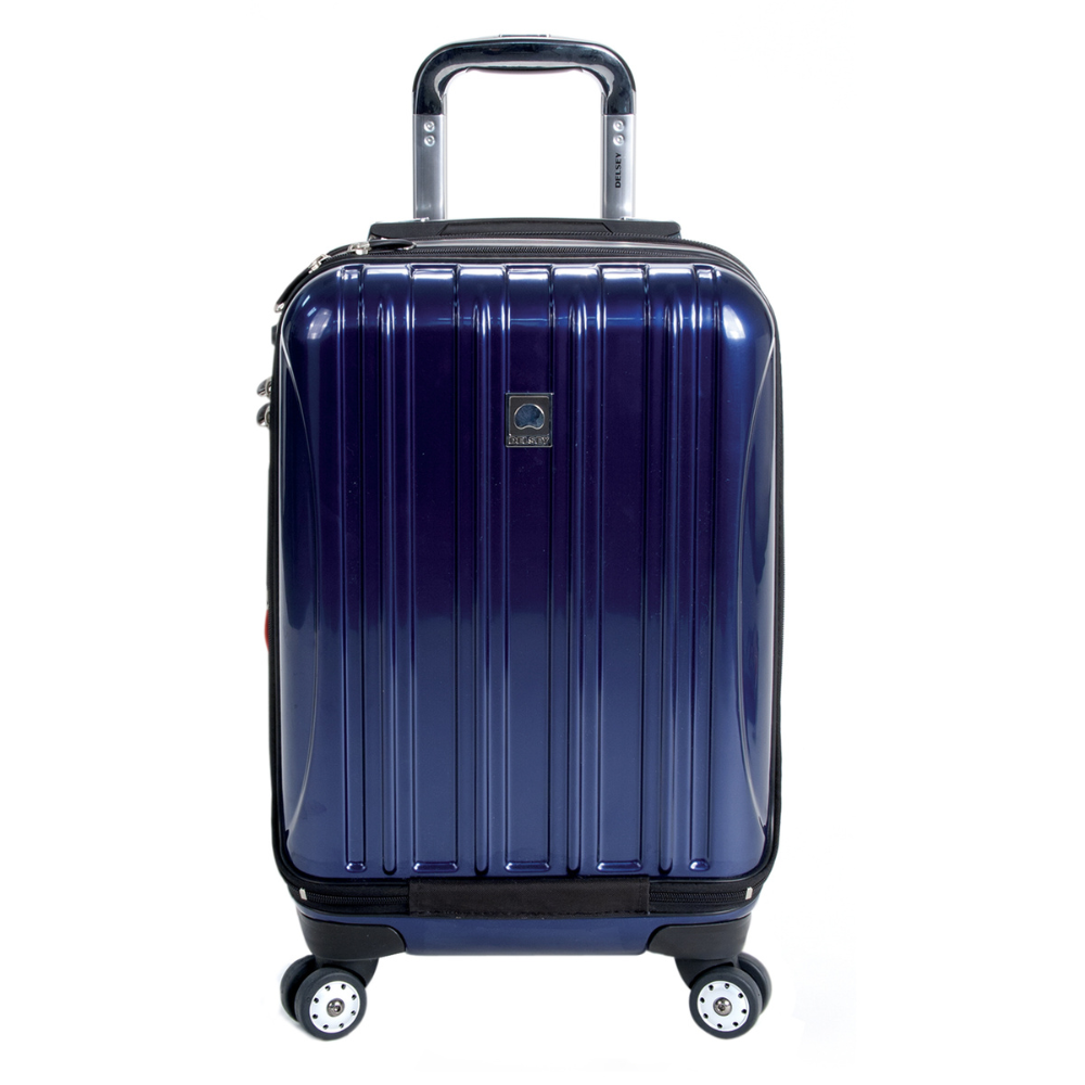 HELIUM AERO | 21-Inch Front Pocket Expandable Carry-On Suitcase, Metallic blue