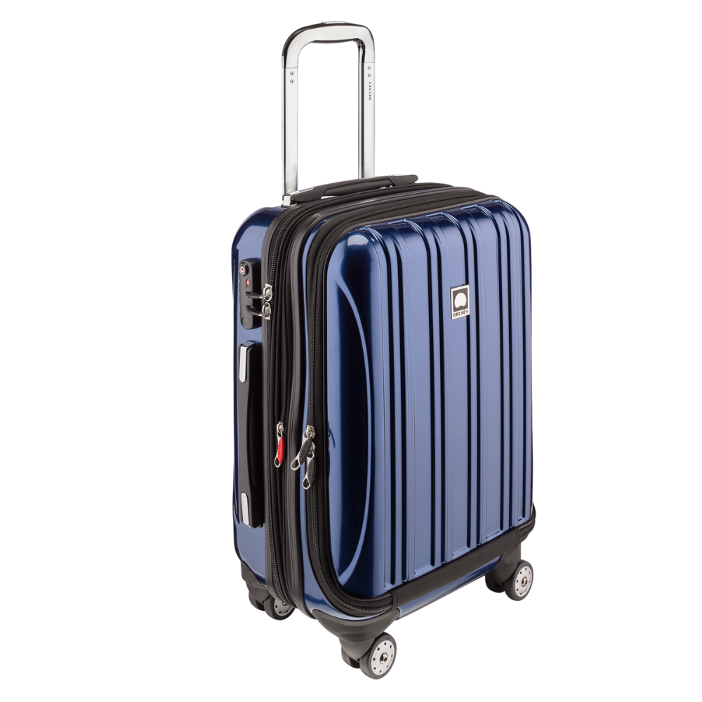 HELIUM AERO | 21-Inch Front Pocket Expandable Carry-On Suitcase, Metallic blue