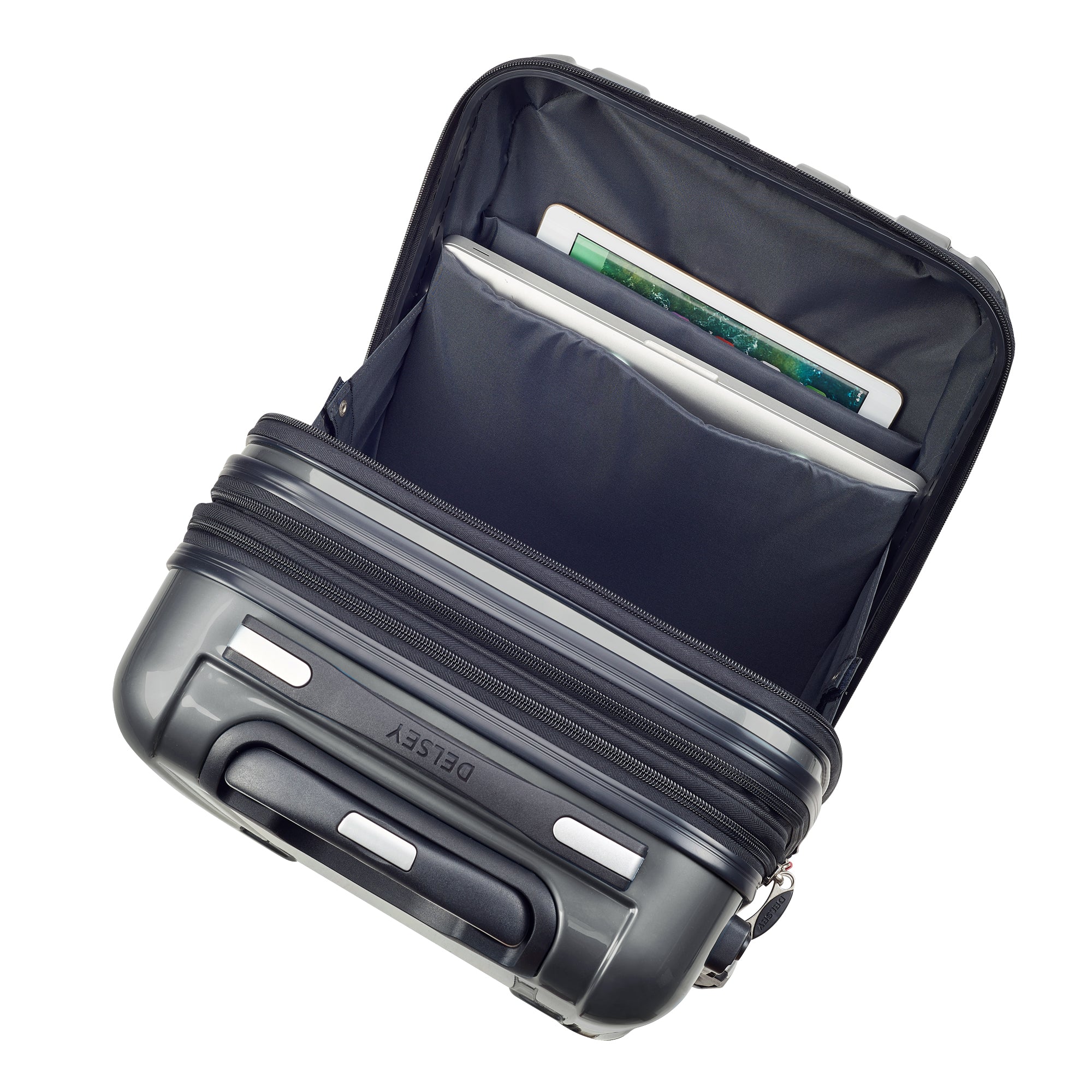 HELIUM AERO| Valise Cabine Extensible 53 CM avec Poche Frontale ACIER