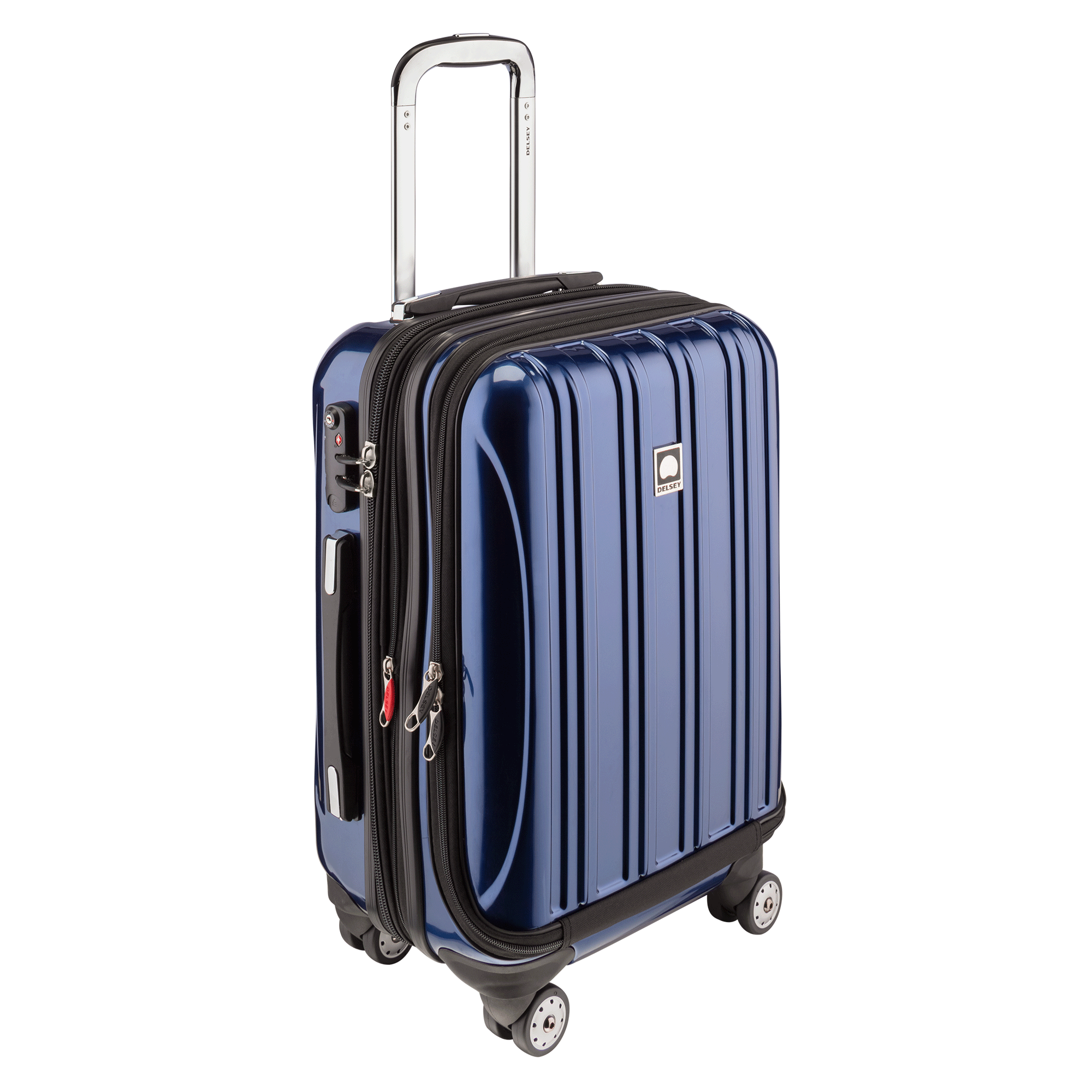 HELIUM AERO | 21-Inch Front Pocket Expandable Carry-On Suitcase, Metallic blue