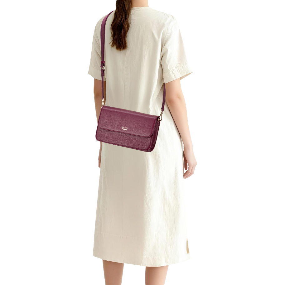 LE CUIR GRAINE | Leather Crossbody Bag, Burgundy