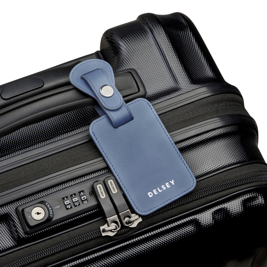 LE CUIR LISSE | Leather Luggage Tag, Sky blue