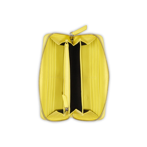 LE CUIR LISSE | Long Zip Leather Wallet, Yellow