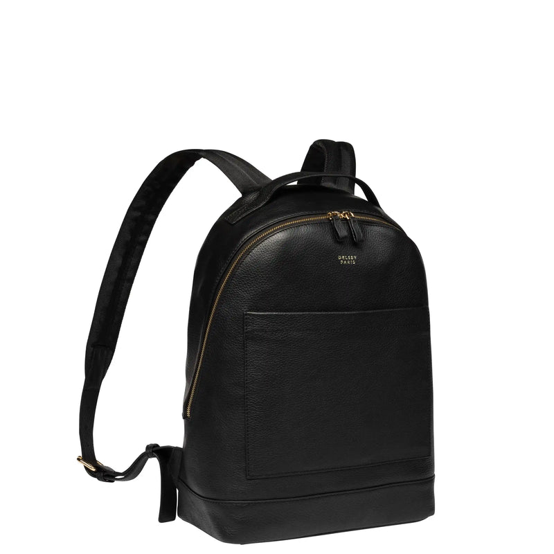 backpack purse leather slim Wesccimo Genuine for Women, Black Zipper top closure DELSEY PARIS Leather Backpack -