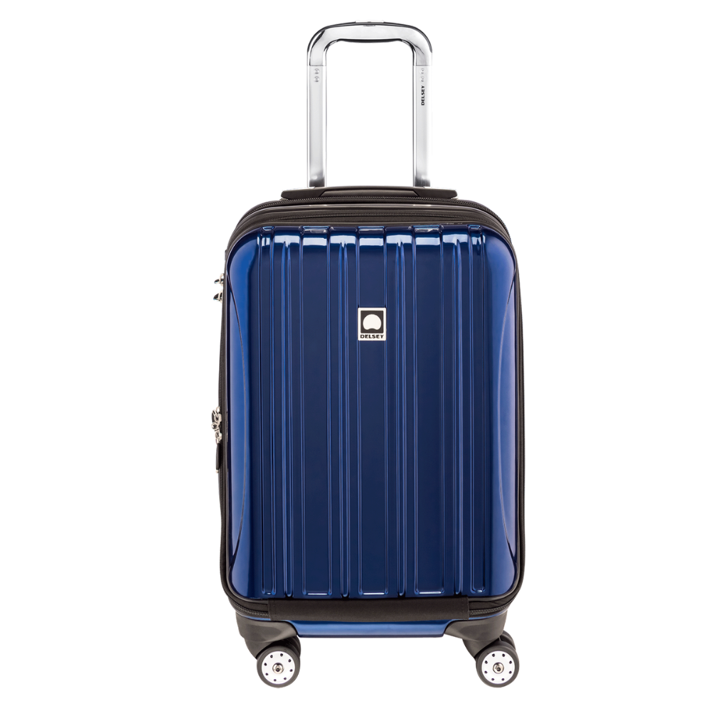 HELIUM AERO | 21-Inch Front Pocket Expandable Carry-On Suitcase, Metallic blue
