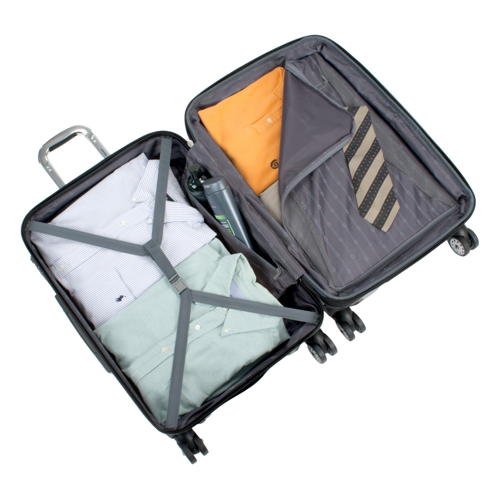 HELIUM AERO | 21-Inch Front Pocket Expandable Carry-On Suitcase, Metallic blue