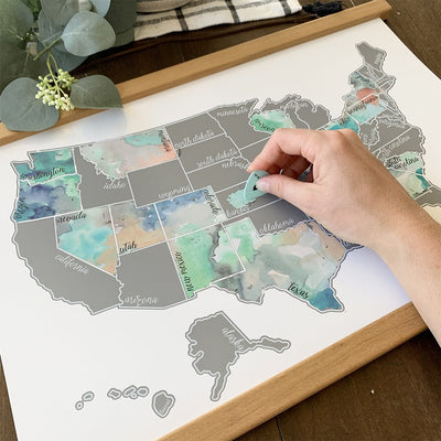 ACCESSORY 2.0 - Watercolor Scratch-Off Map