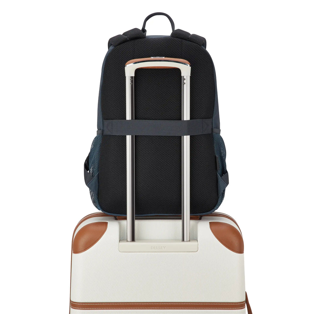 blue laptop backpack trolley sleeve Leather Leather for Men Whether heading to the office Rolling Backpack - Wheeled Travel