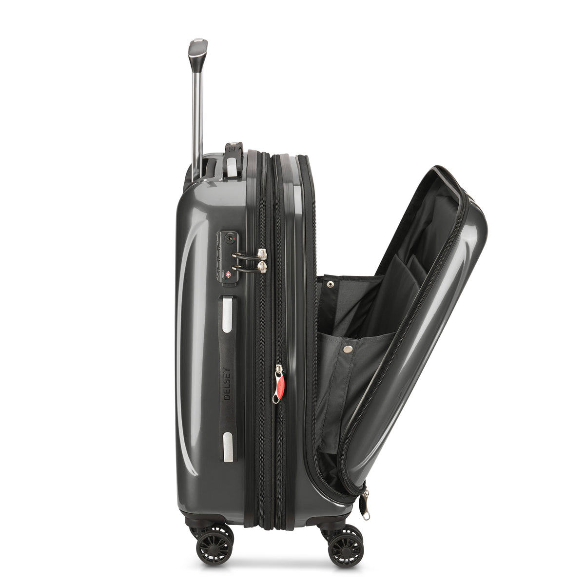 HELIUM AERO | 21-Inch Front Pocket Expandable Carry-On Suitcase, Metal brushed