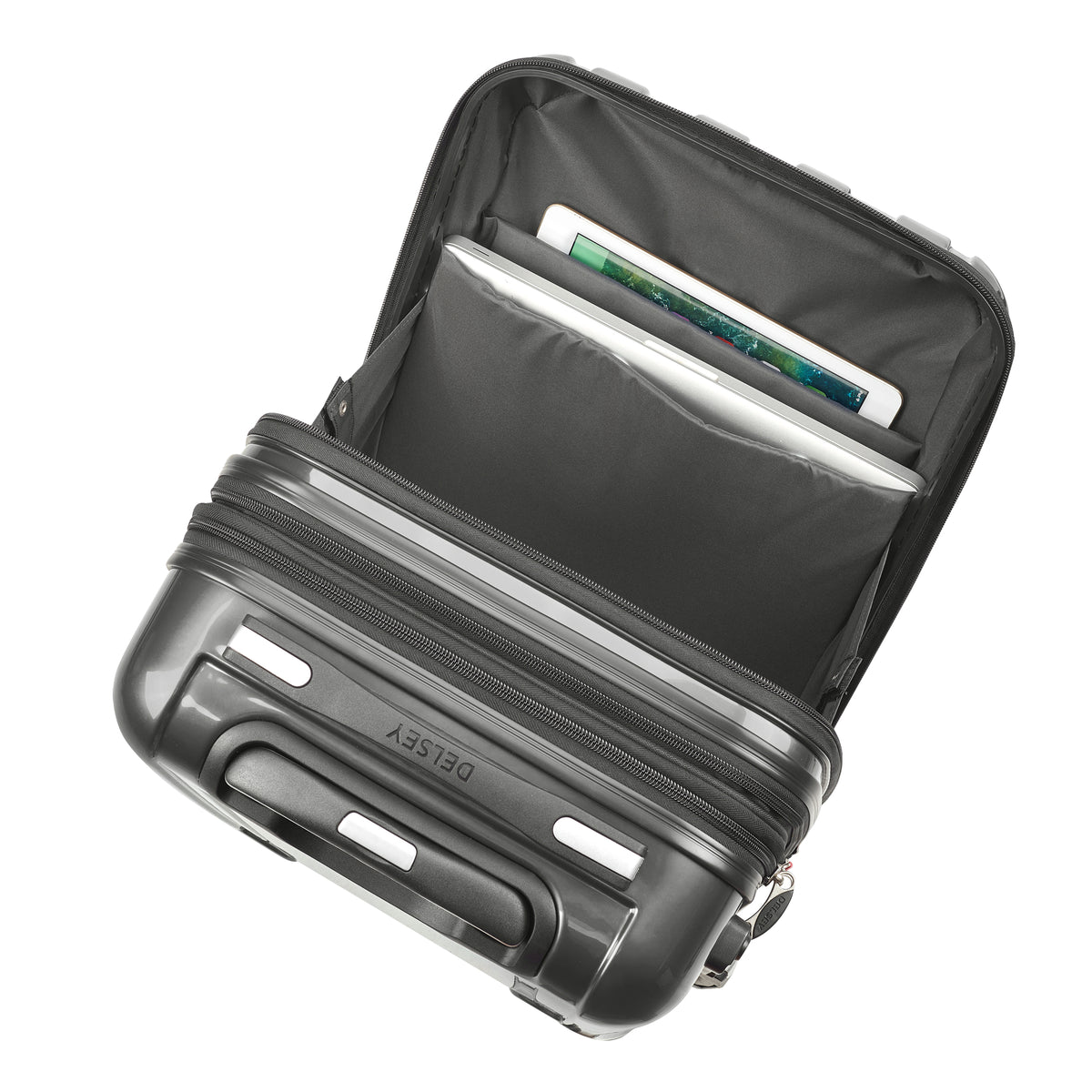 HELIUM AERO | 21-Inch Front Pocket Expandable Carry-On Suitcase, Metal brushed
