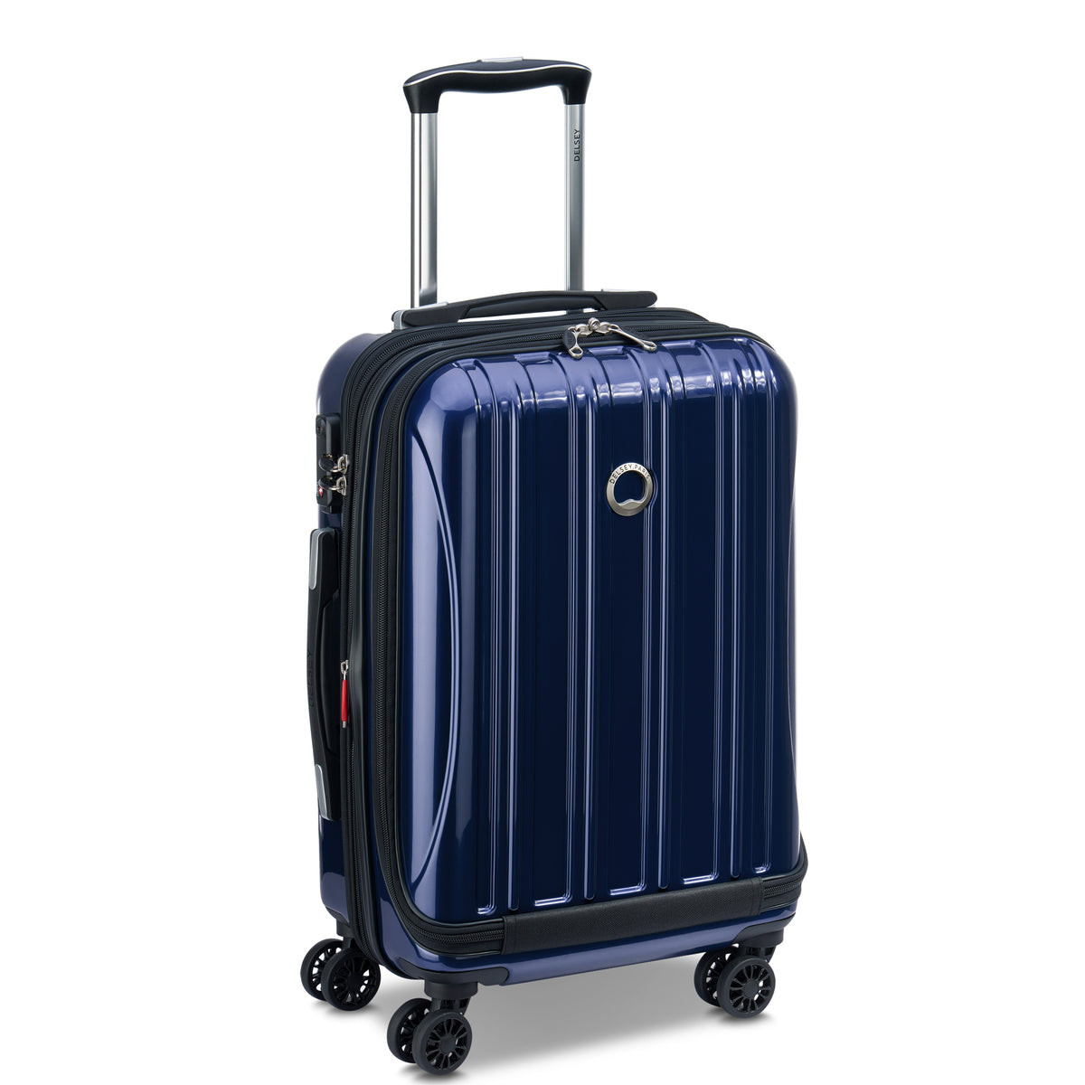 HELIUM AERO | 21-Inch Front Pocket Expandable Carry-On Suitcase, Metalic blue