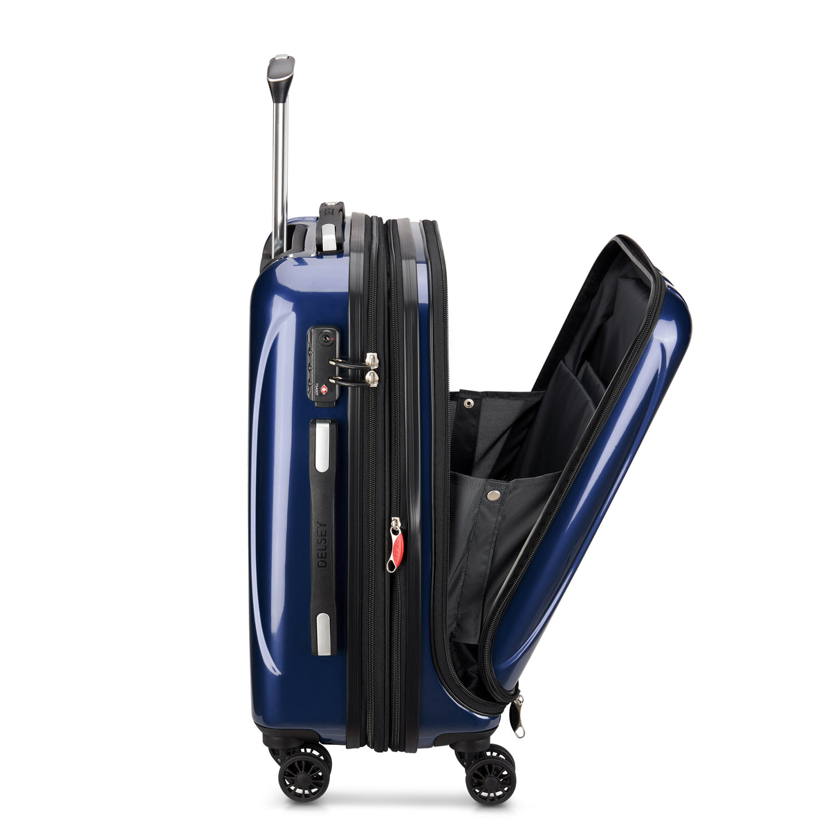 HELIUM AERO | 21-Inch Front Pocket Expandable Carry-On Suitcase, Metalic blue