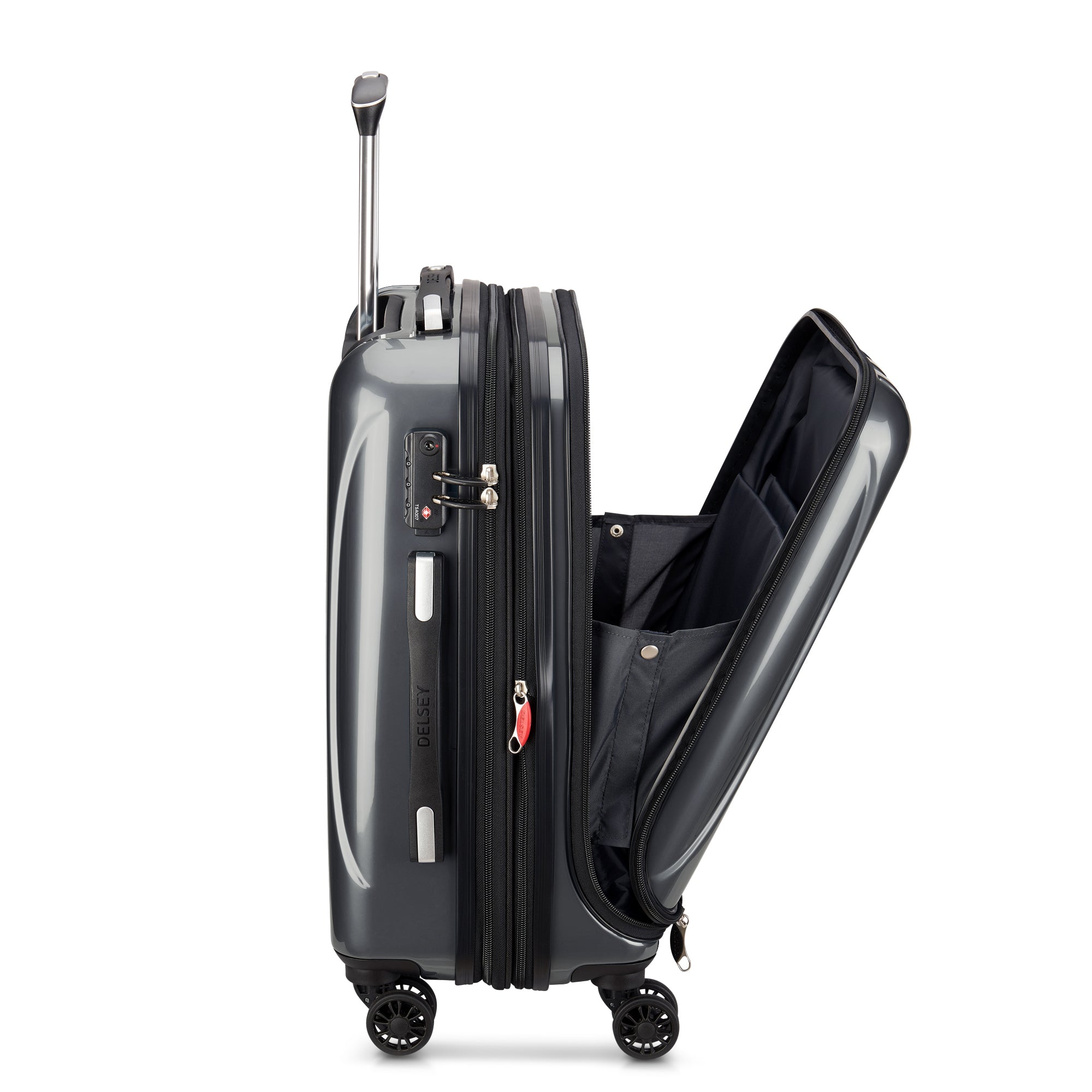 HELIUM AERO| Valise Cabine Extensible 53 CM avec Poche Frontale ACIER