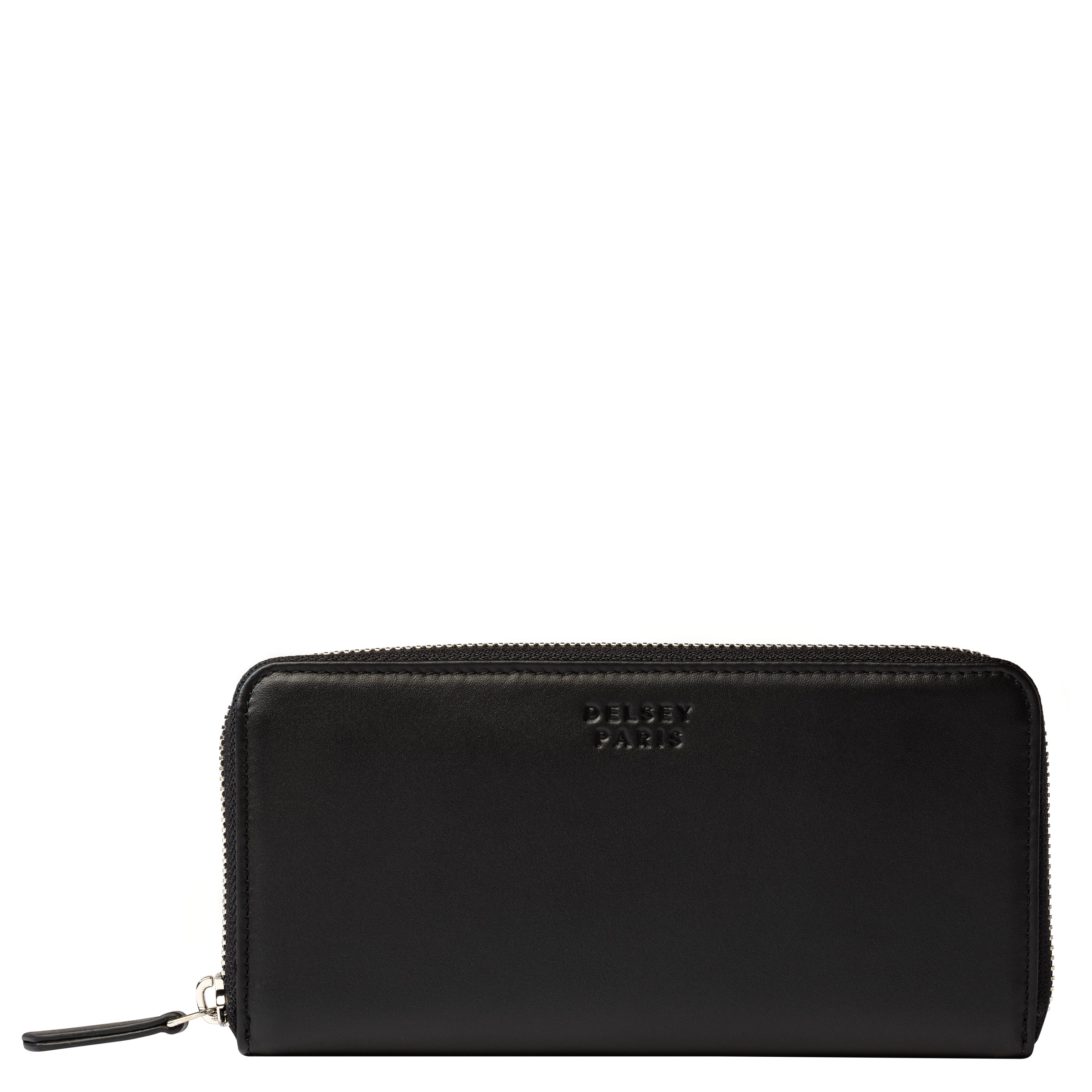 LE CUIR LISSE | Long Zip Leather Wallet, Black