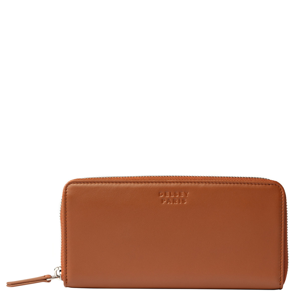 LE CUIR LISSE | Long Zip Leather Wallet, Cognac