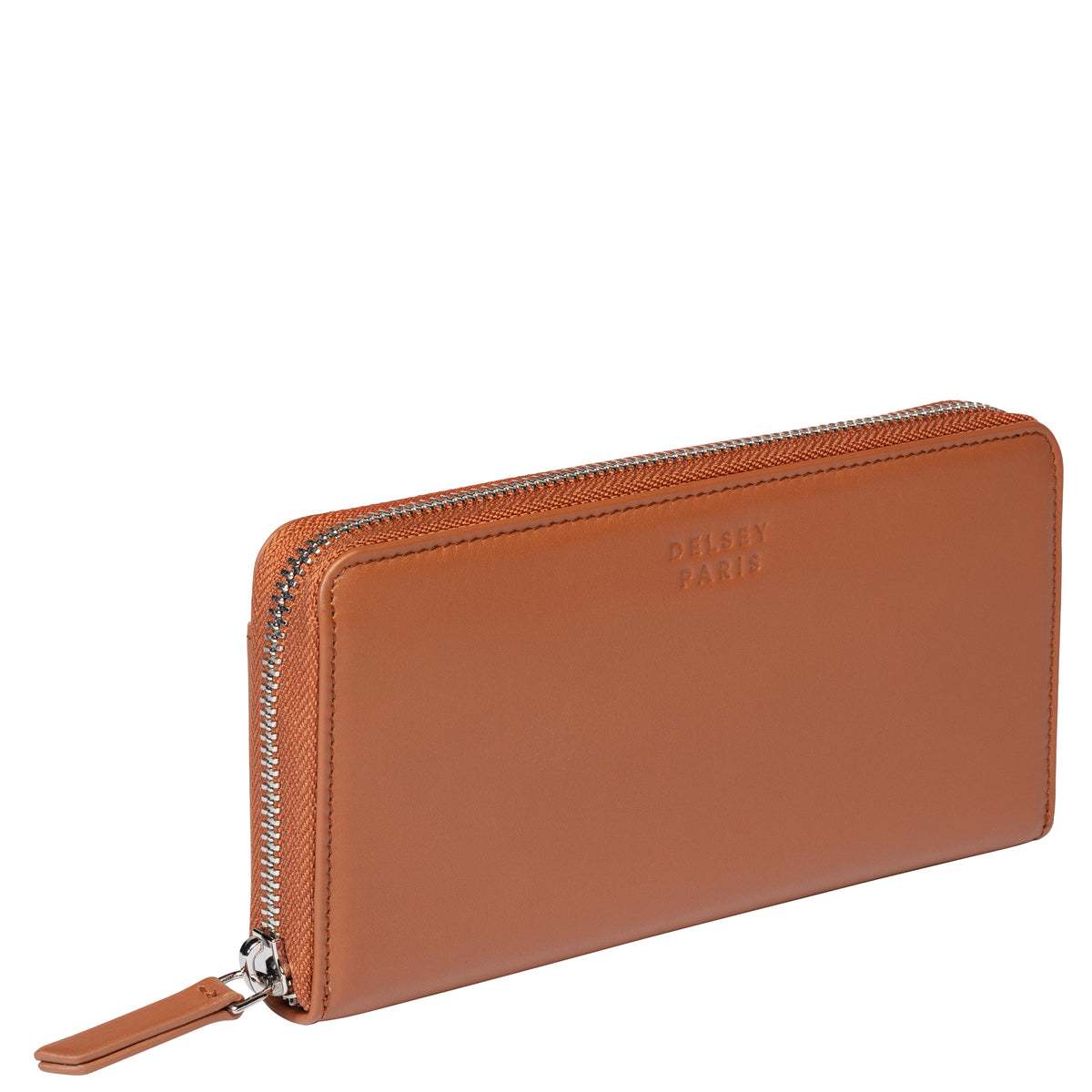 LE CUIR LISSE | Long Zip Leather Wallet, Cognac