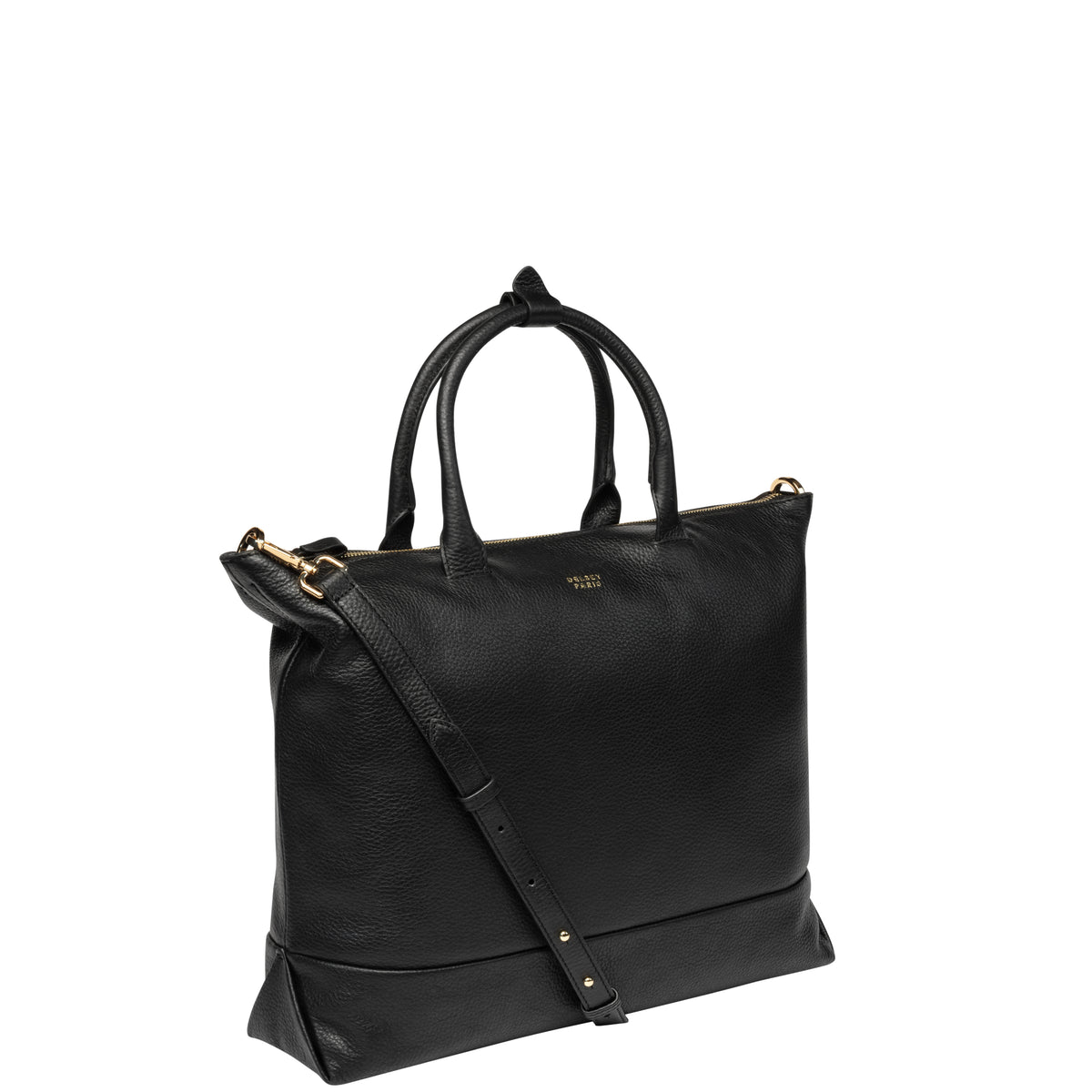 LE CUIR GRAINE | Zippered Leather Tote Bag, Black